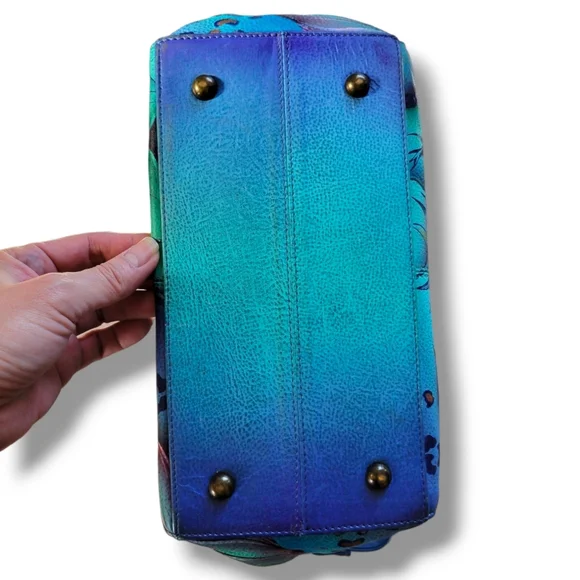 ✨️HP✨️Anuschka | Pretty Blue Multicolor Tropical Floral Convertible Satchel - Picture 8 of 16